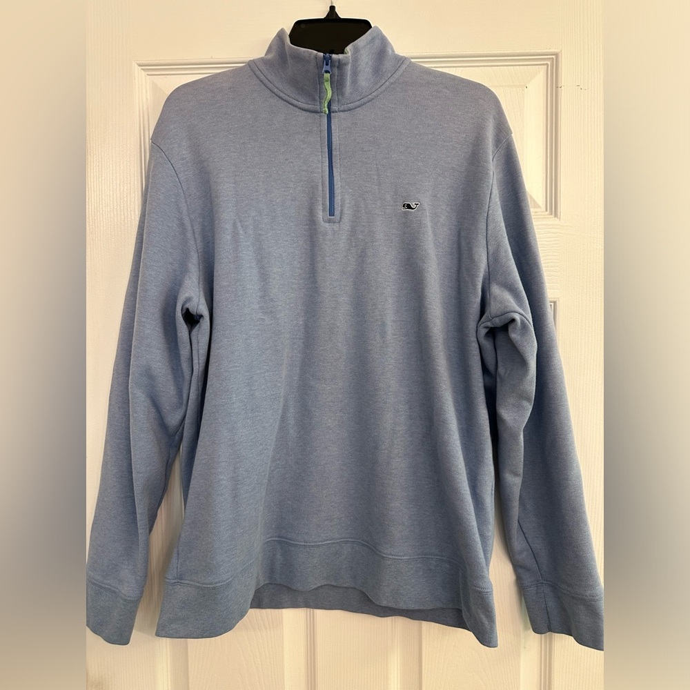 Vineyard Vines Men’s Jersey 1/4 Zip Heather Breaker Blue Sz Large